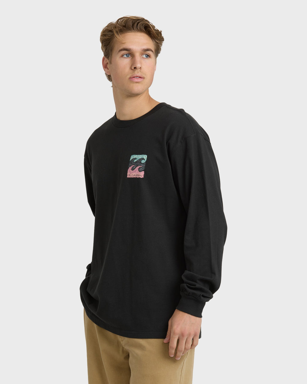 Crayon Wave Regular Long Sleeve T-Shirt - Washed Black