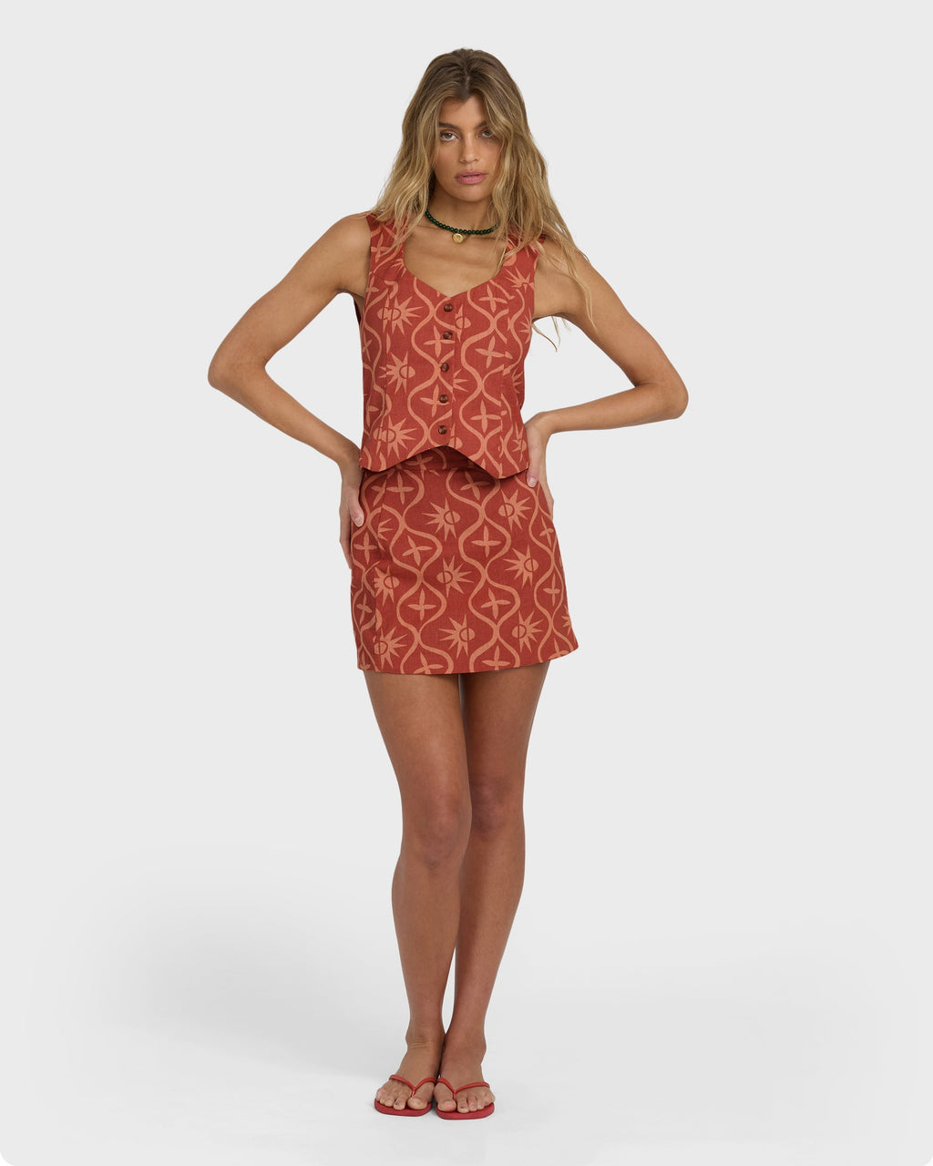 Sunny Waves Vest - Dark Coral