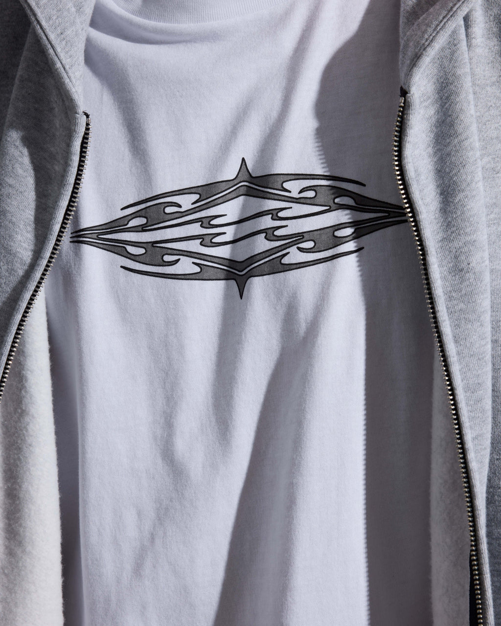 Tribal Diamonds Short Sleeve Knit T-Shirt - White