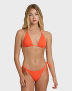 Summer Hi Yd Tie-side Tanga Skimpy Bikini Bottom - Hot Coral