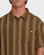 Sundays Jacquard Short Sleeve Woven Shirt - Vintage Khaki