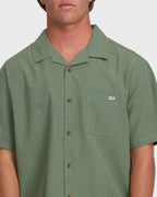 Victoria Vacay Short Sleeve Woven Shirt - Granite Green