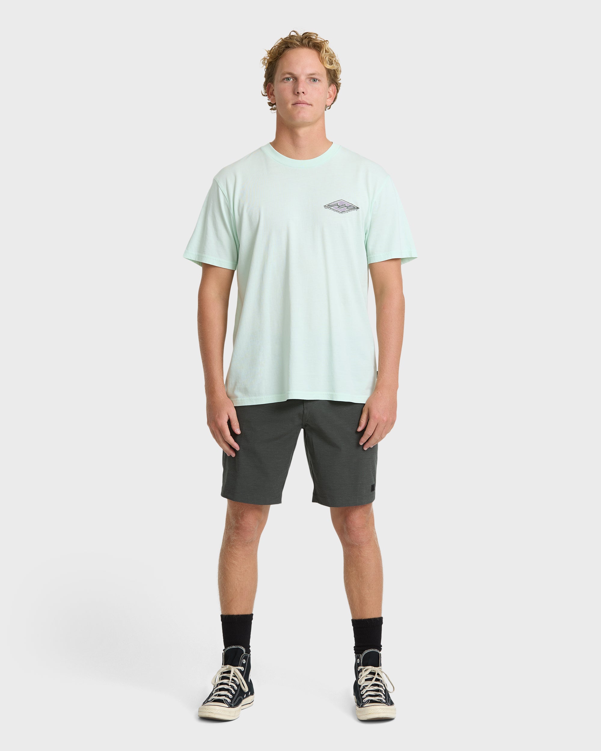 Heritage Arch Wave Washed Premium Short Sleeve Knit T-Shirt - Sea Glass