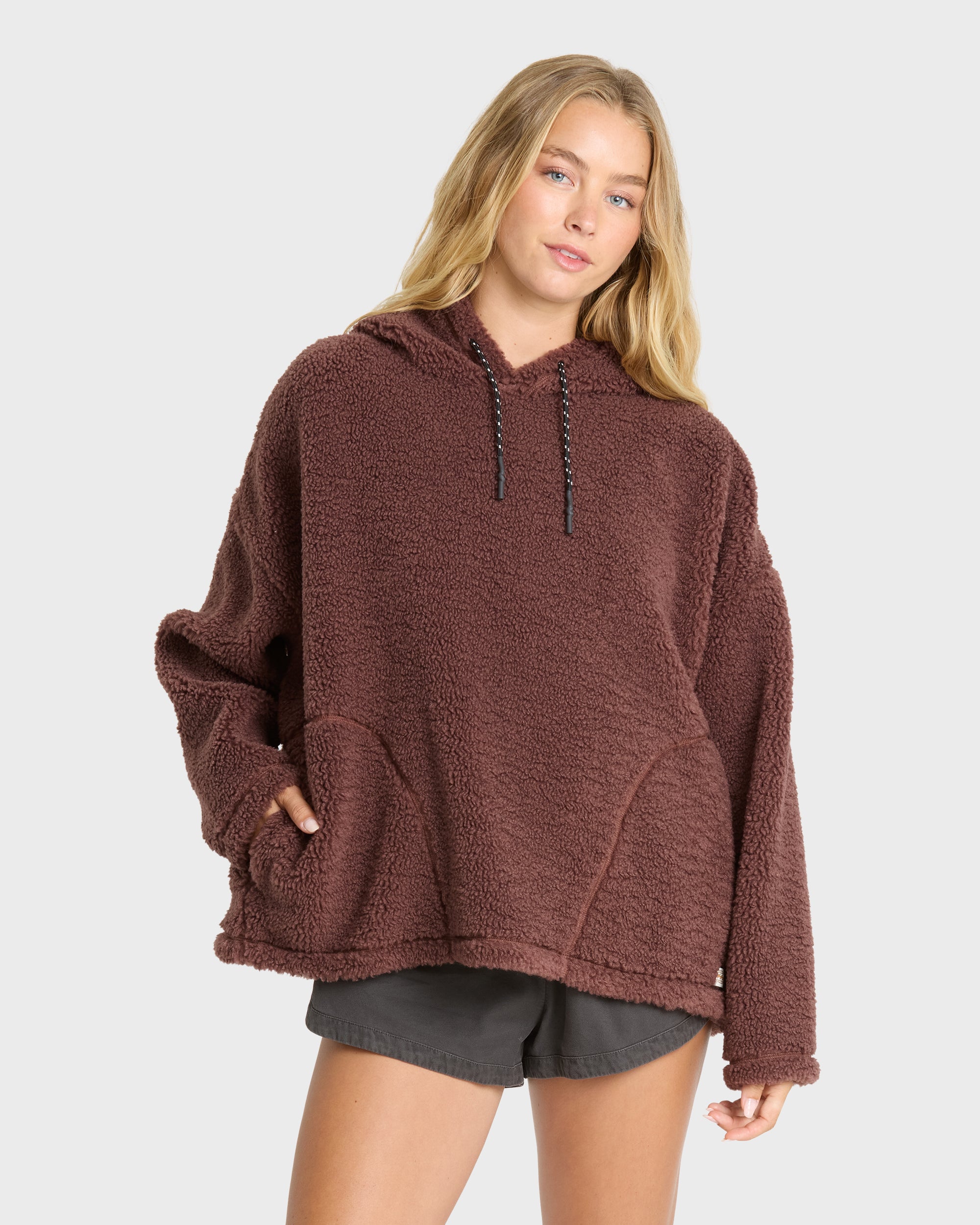 Time Out Sherpa Fleece Pullover Hoodie - Espresso