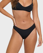 Sol Searcher Bondi Medium Bikini Bottoms - Black Pebble